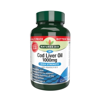 Natures Aid Cod Liver Oil 1000mg 90 caps (Better Than Half Price)